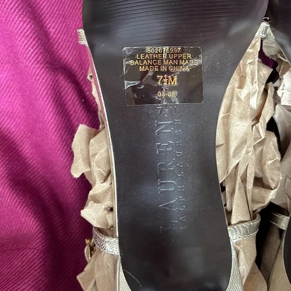 Lauren Ralph Lauren Strappy Gold Slingback Sandal! Size 7.5. See Notes & Photos! - Picture 6 of 16